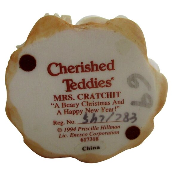Vintage Cherished Teddies Mrs. Cratchit Figurine Holiday Collectible Decor - Picture 7 of 7